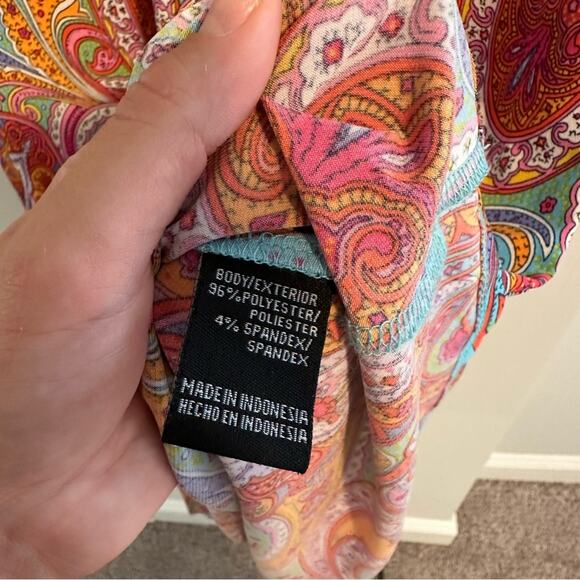 MSK Floral Pink Paisley Eyelet Ring Mini Dress Small - Picture 5 of 7